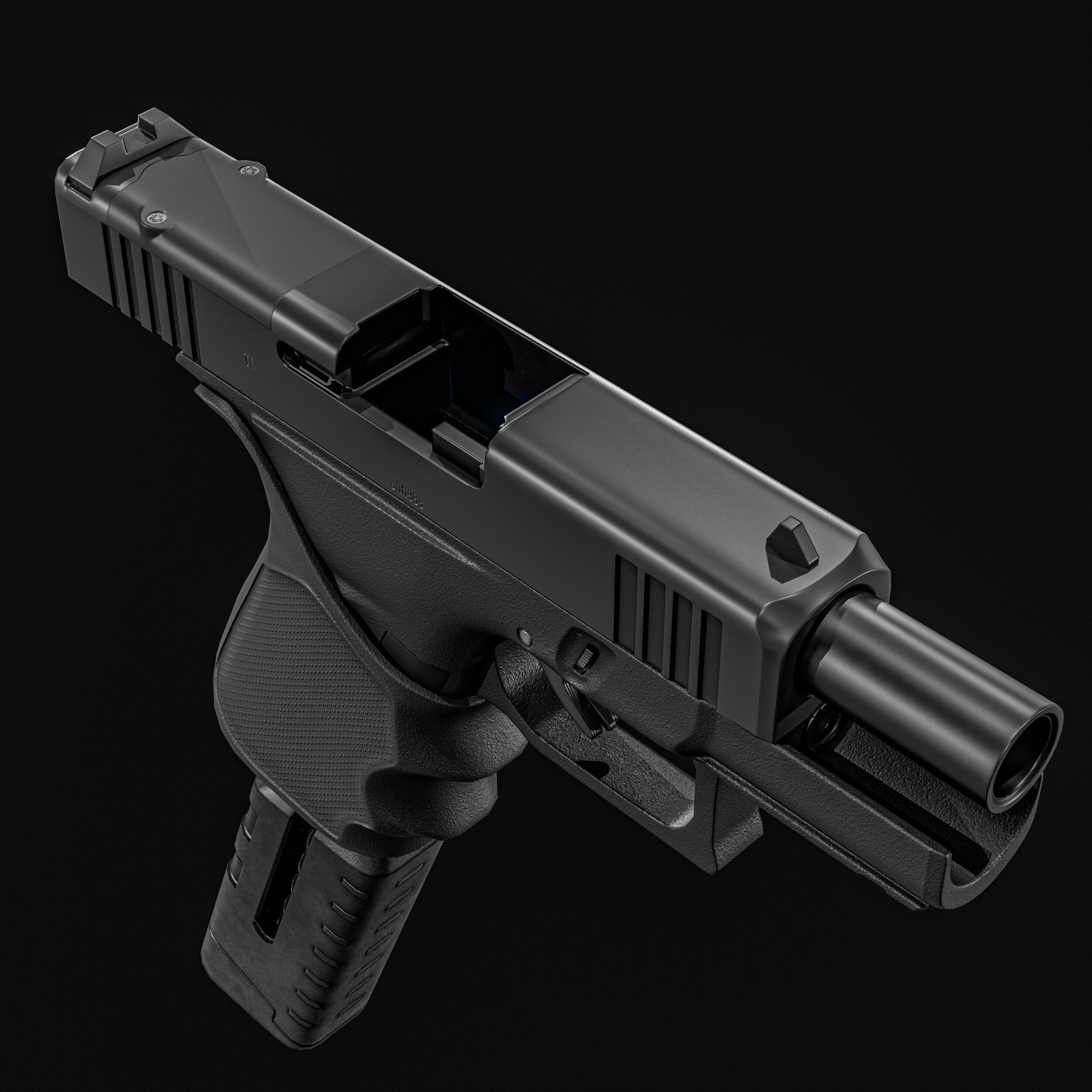 Glock G43X MOS Pistol  Low-poly 3D model_14
