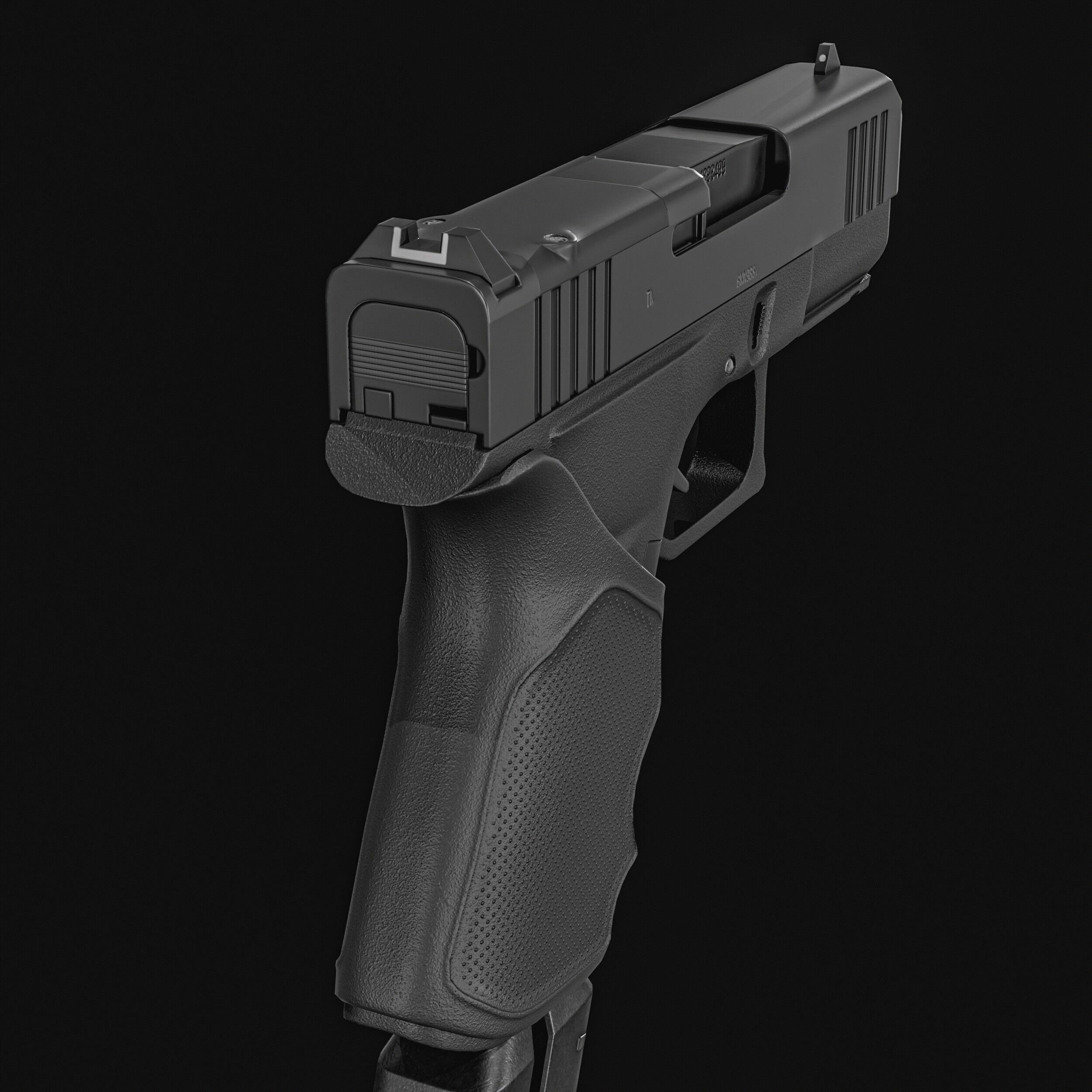 Glock G43X MOS Pistol  Low-poly 3D model_19