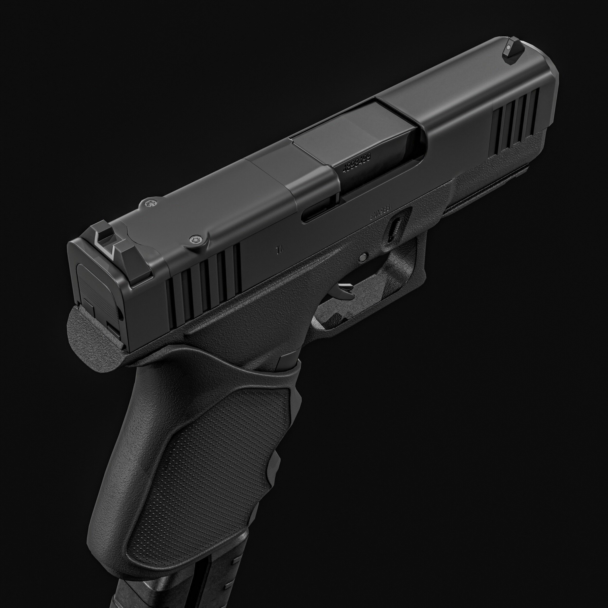 Glock G43X MOS Pistol  Low-poly 3D model_6