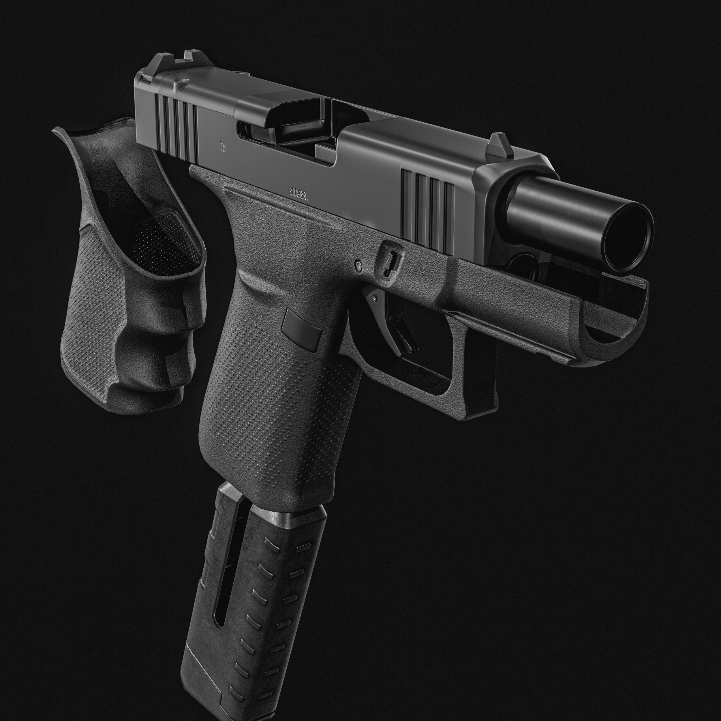 Glock G43X MOS Pistol  Low-poly 3D model_5