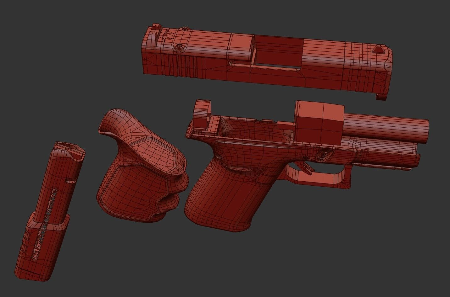 Glock G43X MOS Pistol  Low-poly 3D model_26