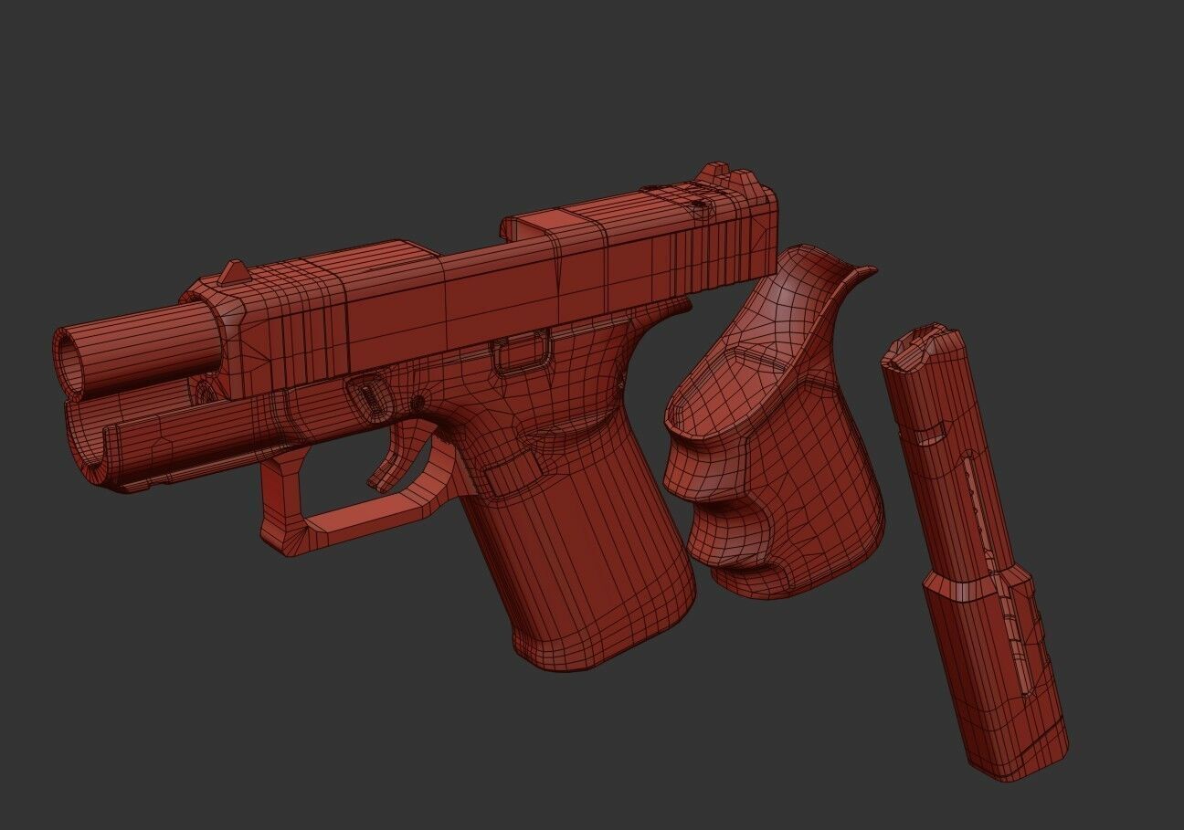 Glock G43X MOS Pistol  Low-poly 3D model_25