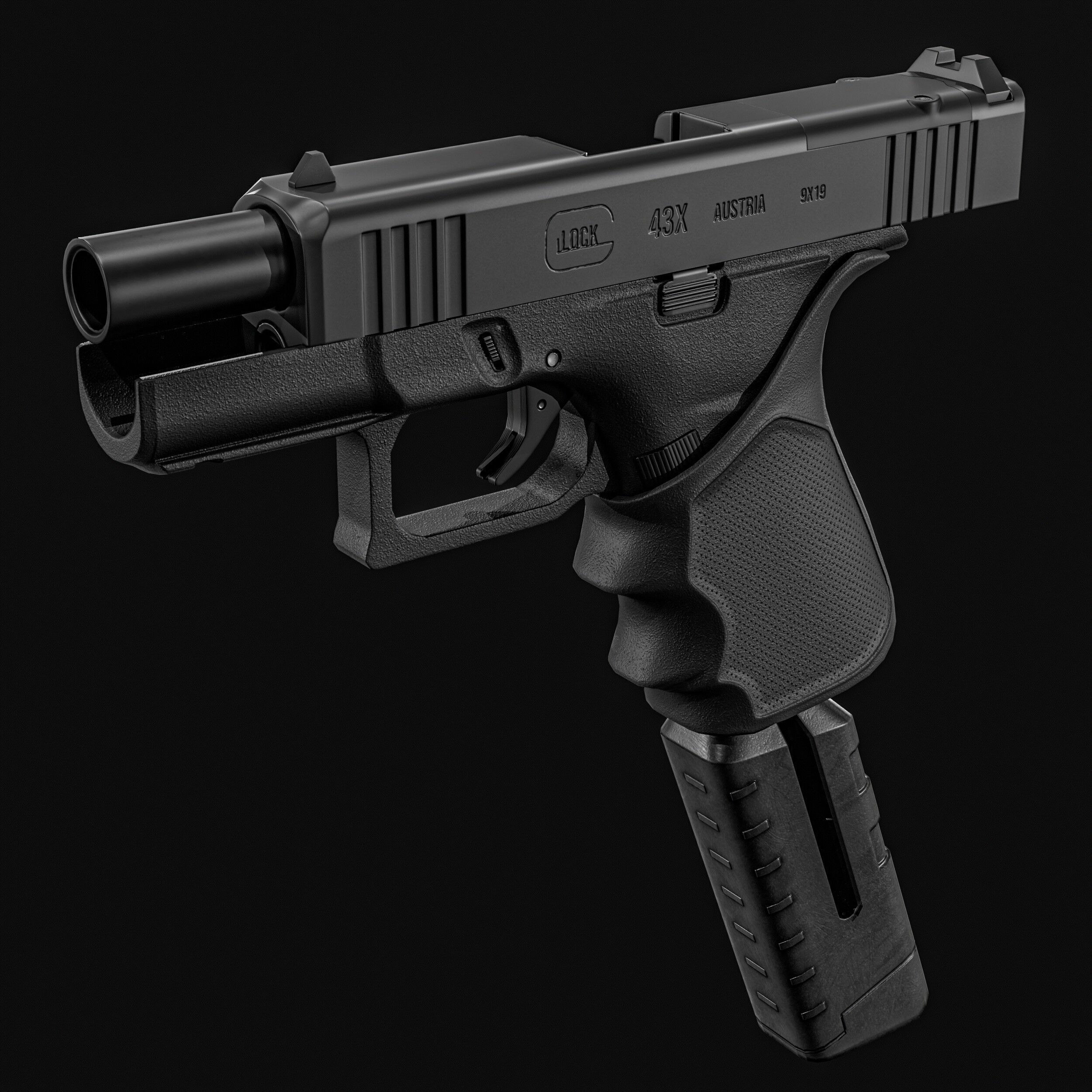 Glock G43X MOS Pistol  Low-poly 3D model_16