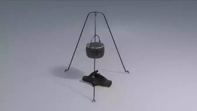 Iron Cauldron over Firewood