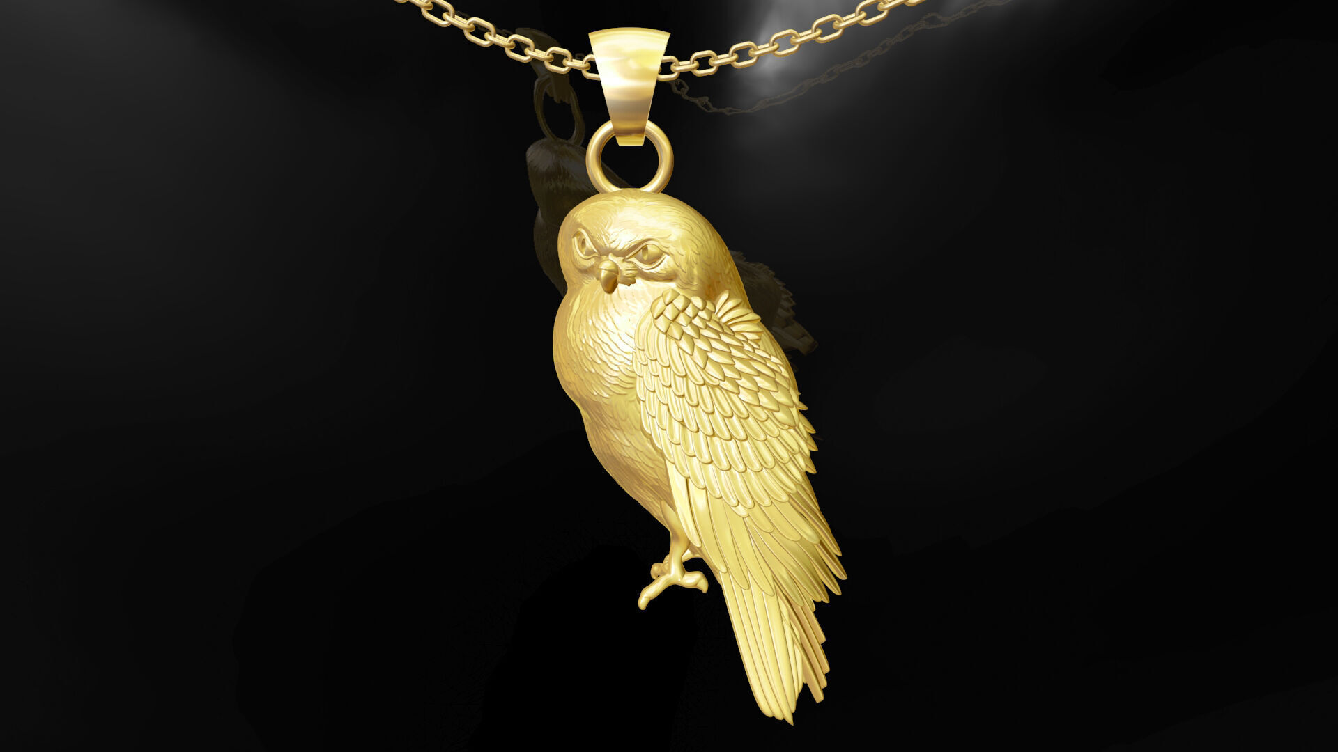 owl pendant jewelry gold 3D print model_3