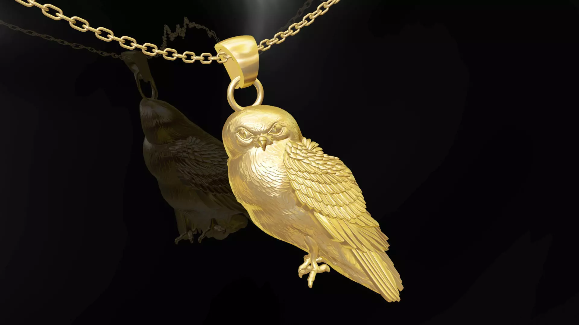 owl pendant jewelry gold 3D print model_0