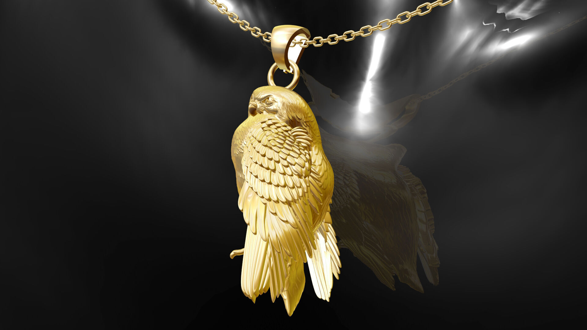 owl pendant jewelry gold 3D print model_4