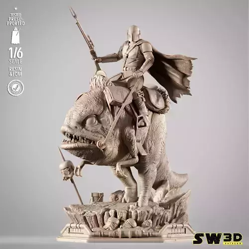 STAR WARS Mandalorain on Blurgg Sculpture