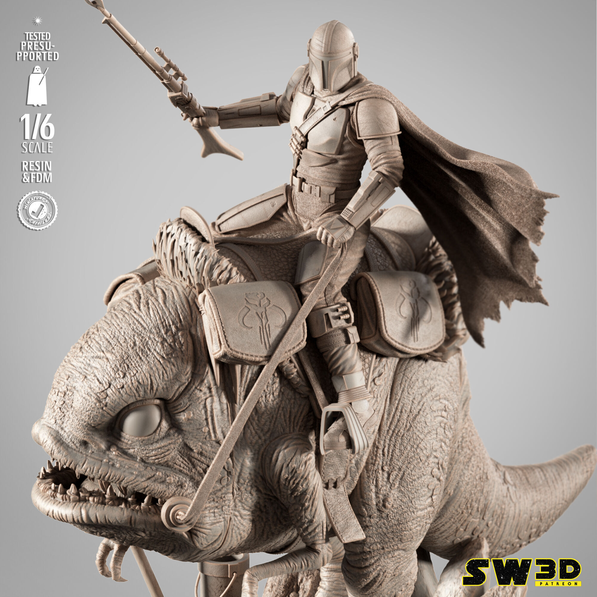 STAR WARS Mandalorain on Blurgg Sculpture 3D print model_39