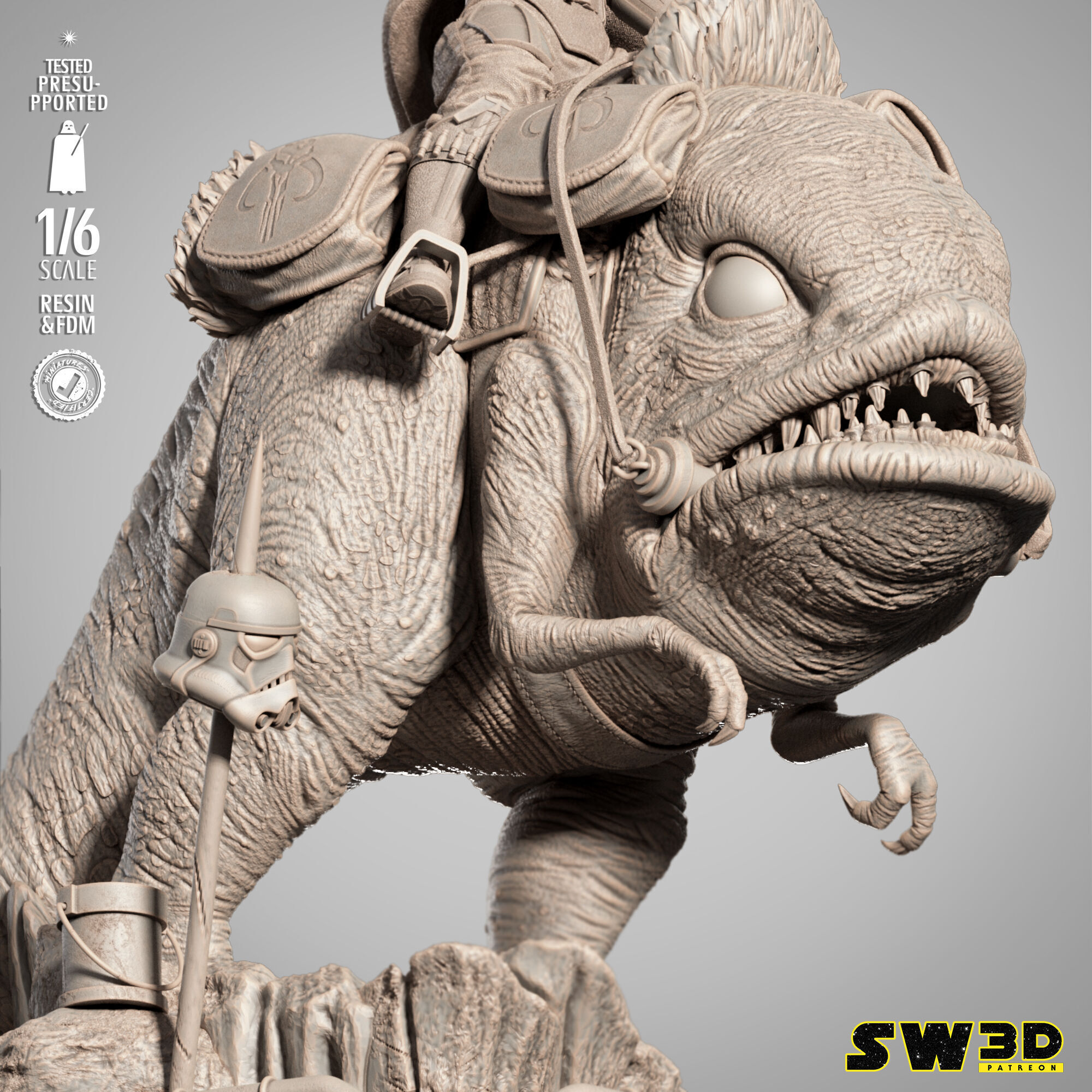 STAR WARS Mandalorain on Blurgg Sculpture 3D print model_46