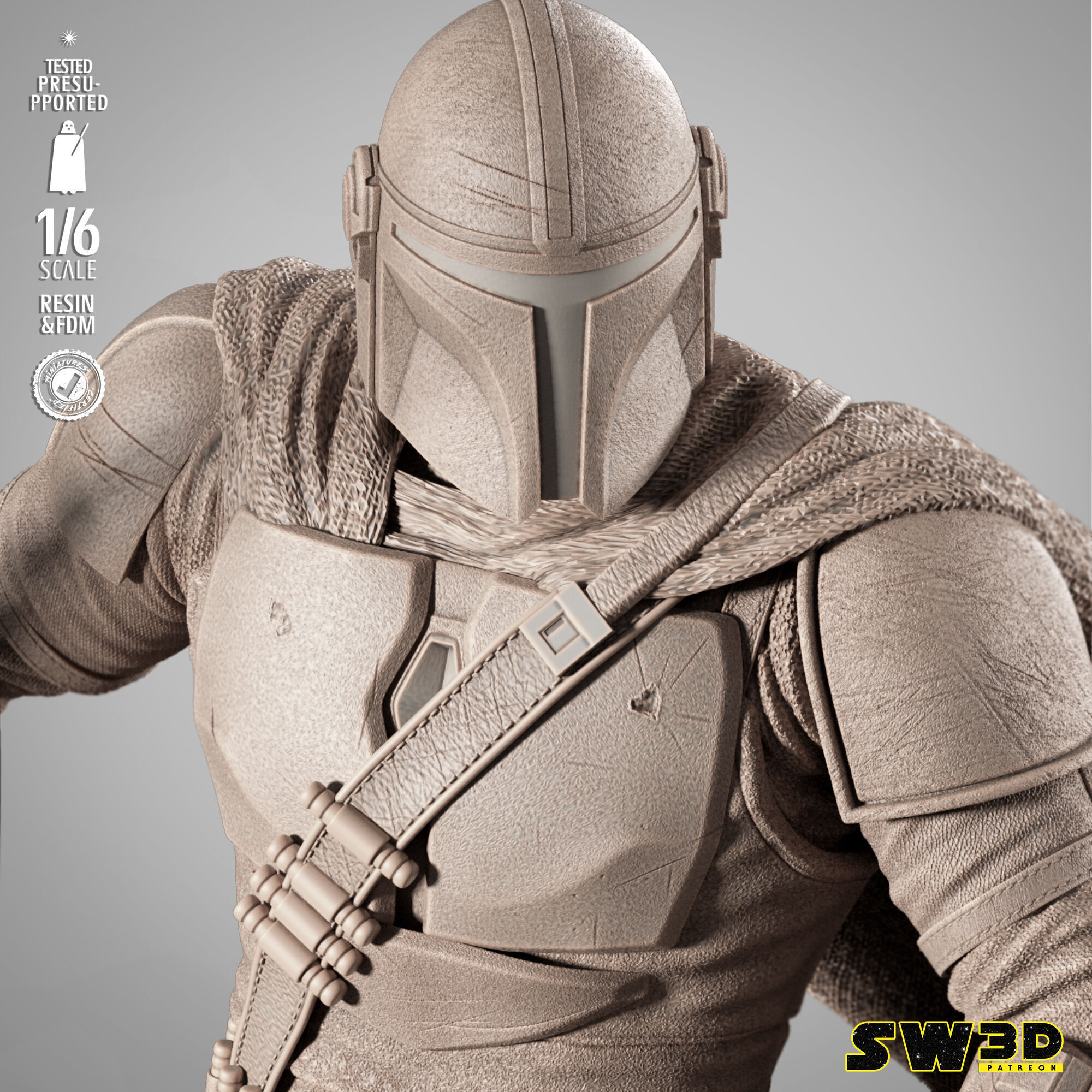 STAR WARS Mandalorain on Blurgg Sculpture 3D print model_44