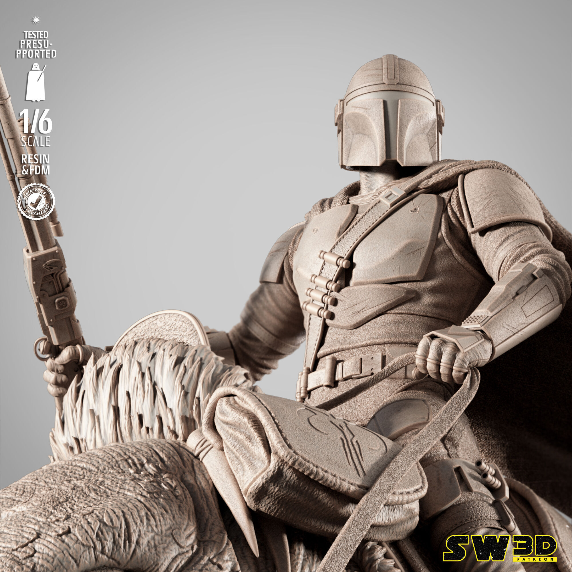 STAR WARS Mandalorain on Blurgg Sculpture 3D print model_5
