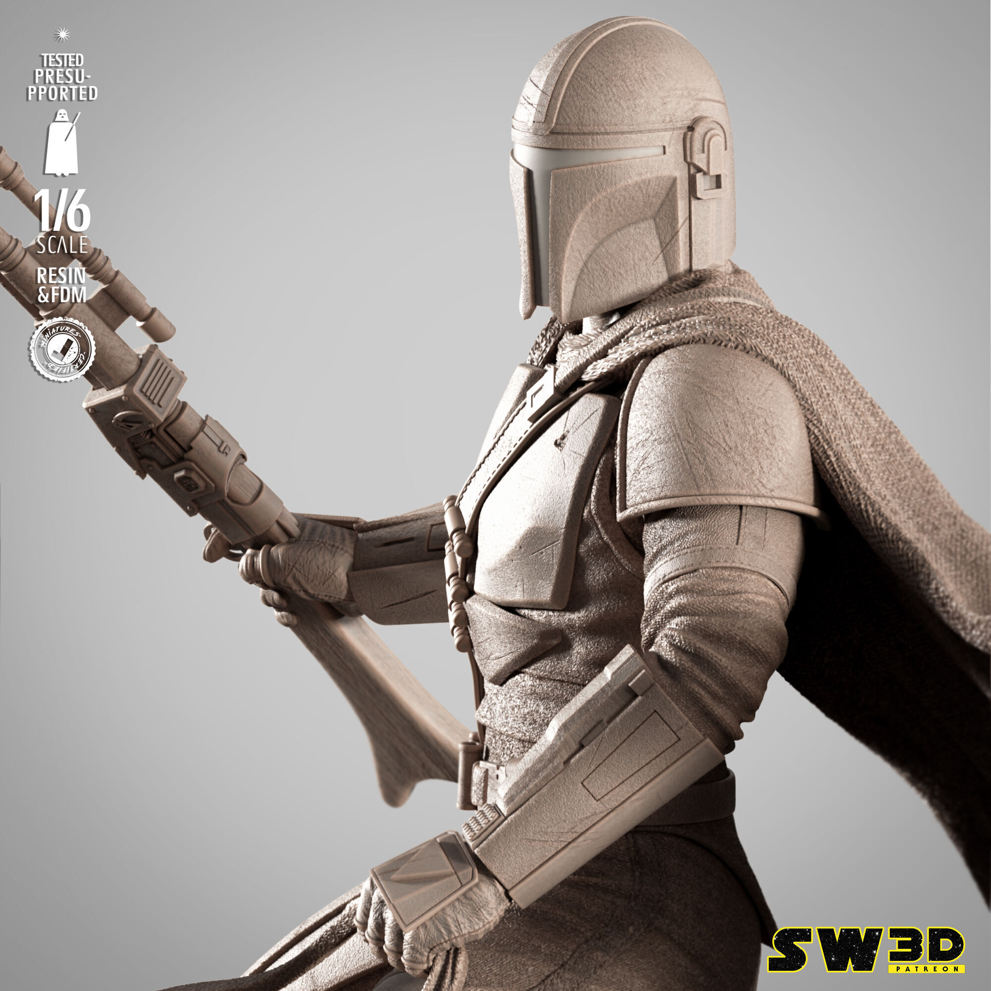 STAR WARS Mandalorain on Blurgg Sculpture 3D print model_21