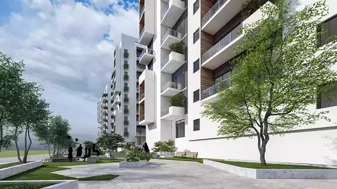 Modern apartment building 3D model
