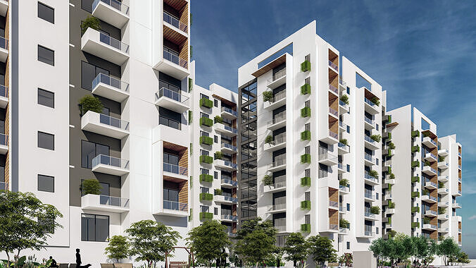 Modern apartment building  3D model 2