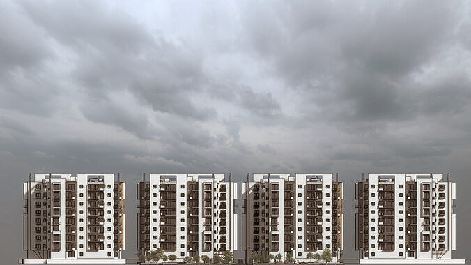 Modern apartment building  3D model 5