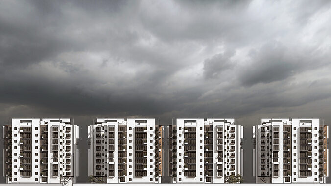 Modern apartment building  3D model 6