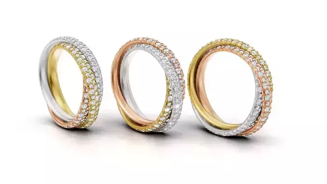 Cartier Trinity Ring Small Model Paved 3D print model