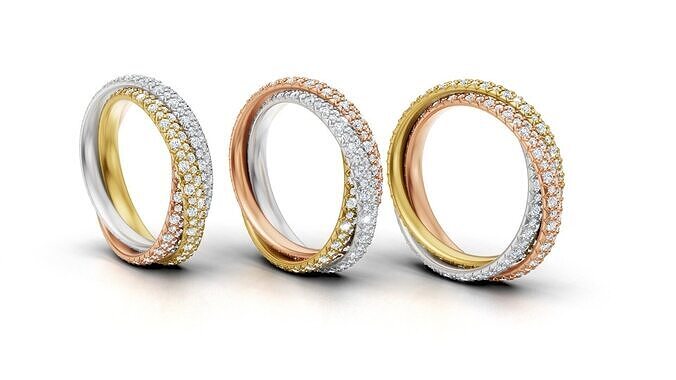 Cartier Trinity Ring Small Model Paved Original Sizes 3D print model