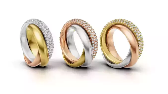 Cartier Trinity Ring Large Model Semi Paved 3D print model