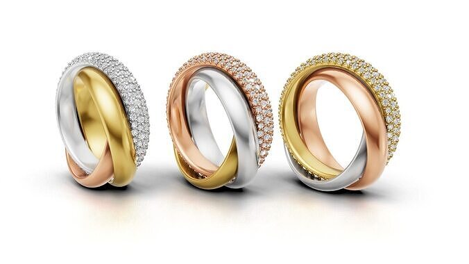 Cartier Trinity Ring Large Model Semi Paved Original 3D print model