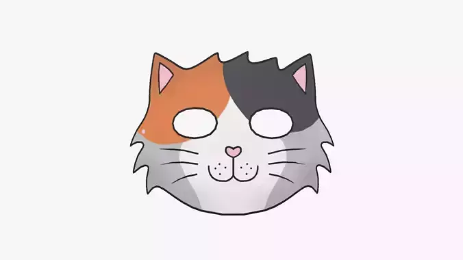 Cat Mask Paper 03 - Character Design Fashion Low-poly 3D model
