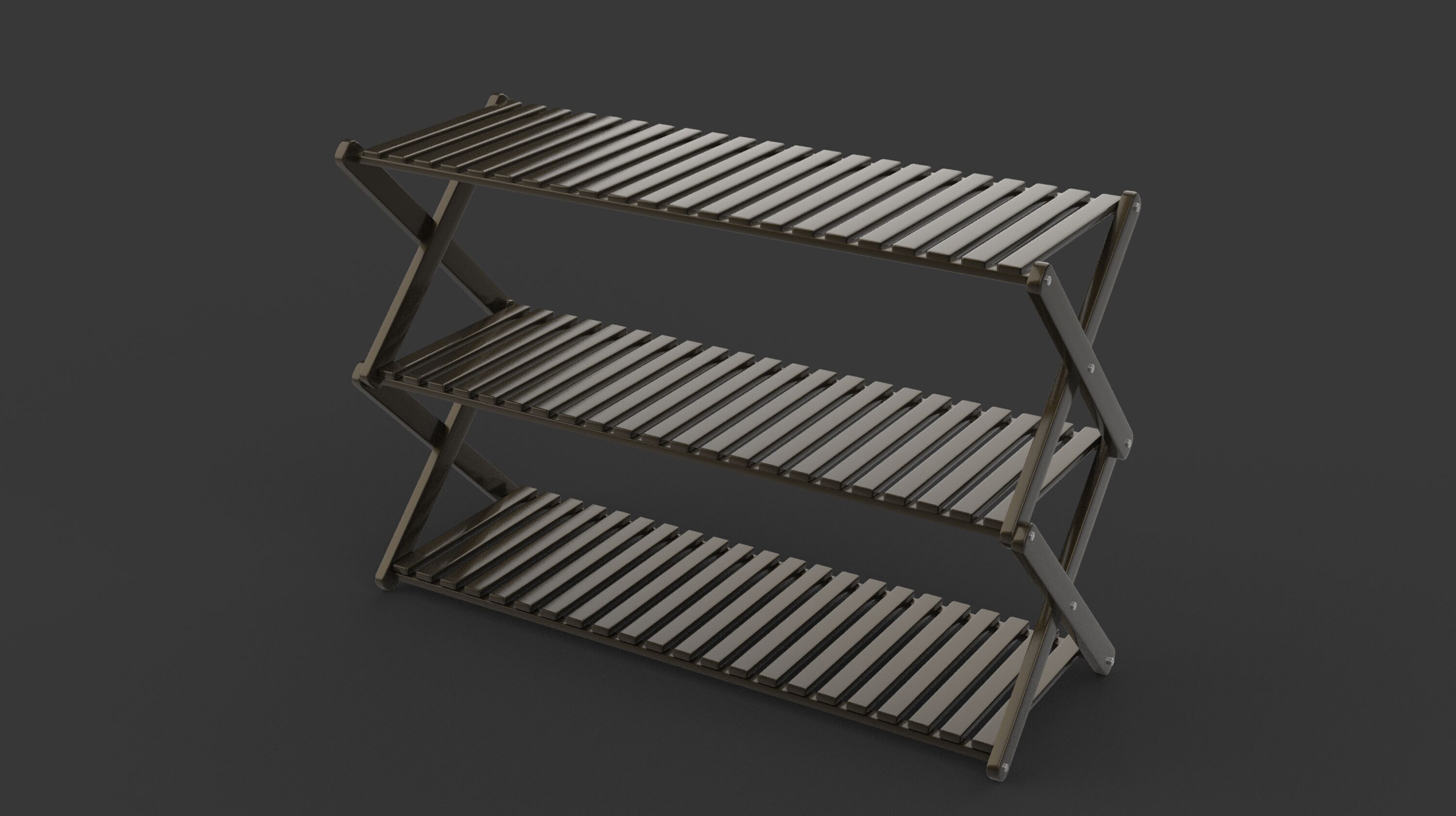Folding Shoe Rack 3D model_4