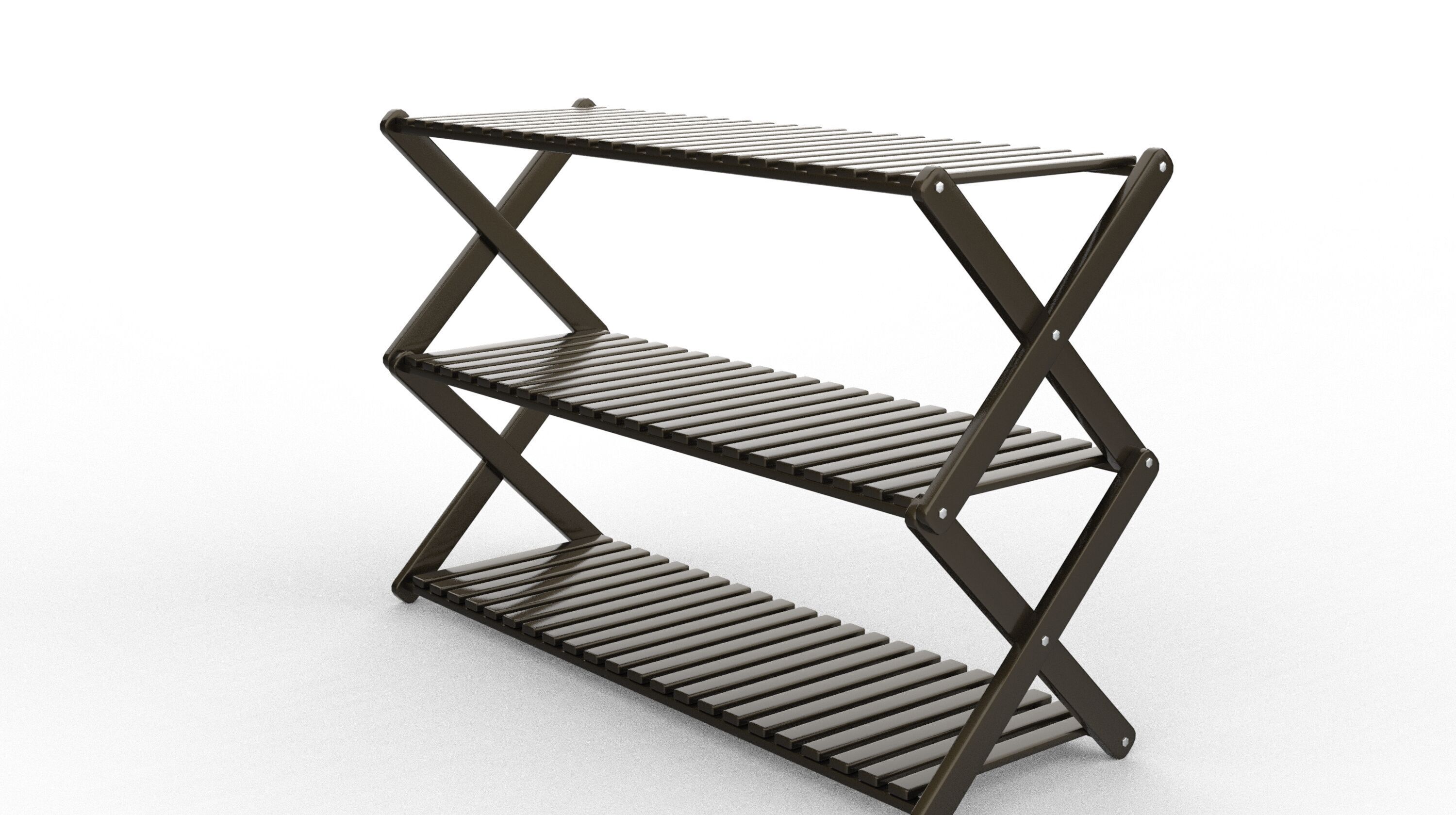 Folding Shoe Rack 3D model_2
