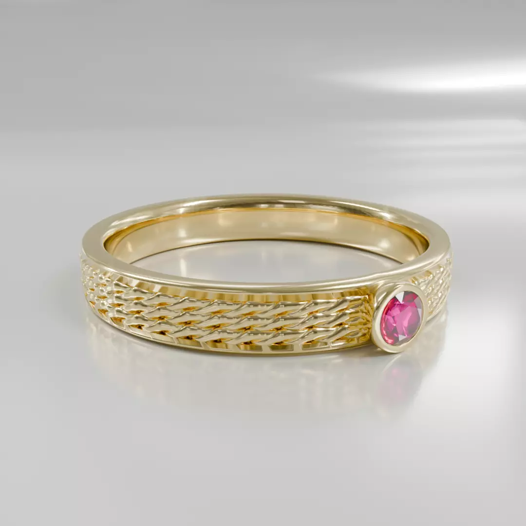 Woven Gold Ruby Accent Ring - 3D print ready Free 3D print model