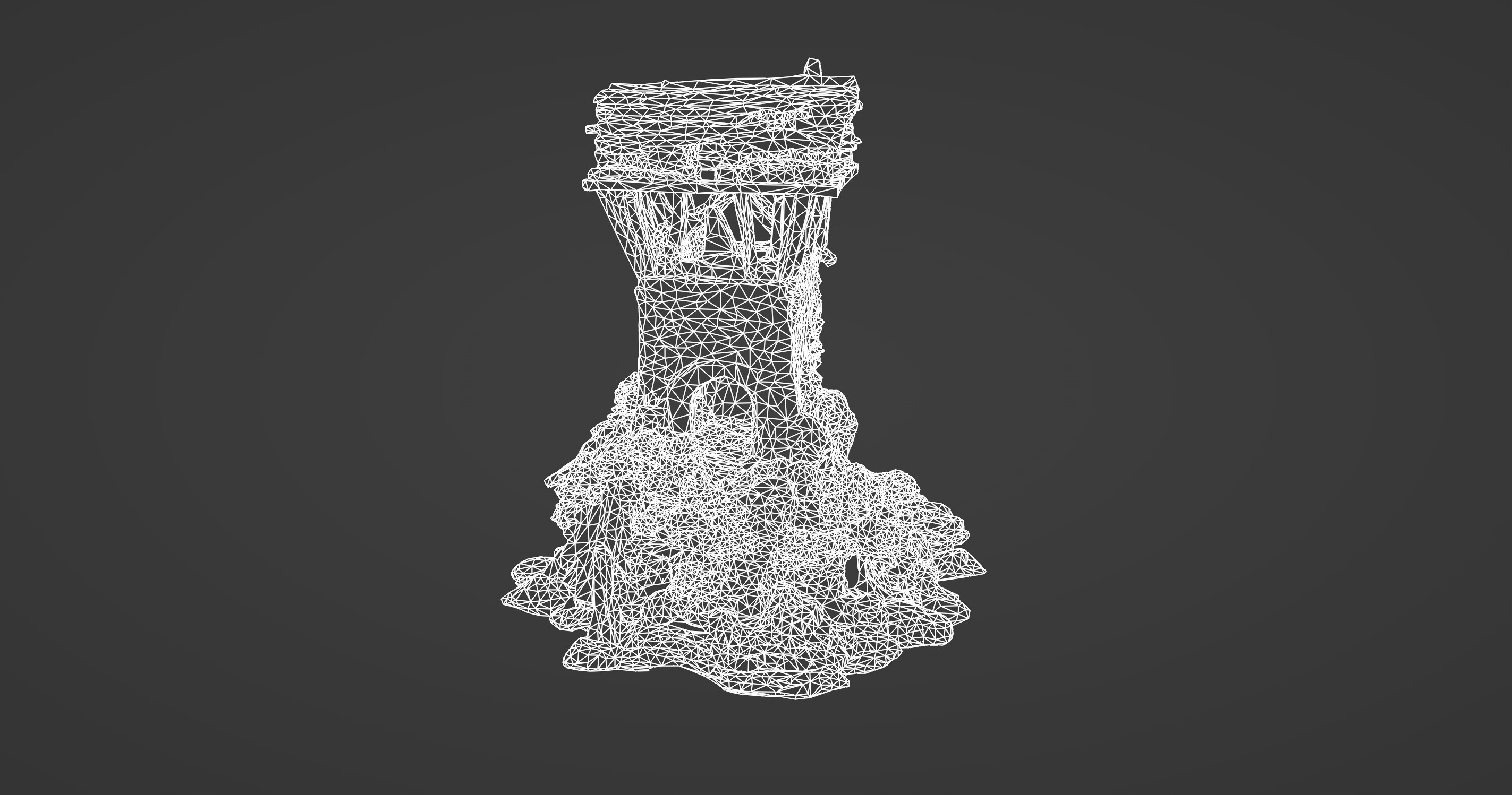Collapsed Medieval Watchtower Ruin 3D model_9