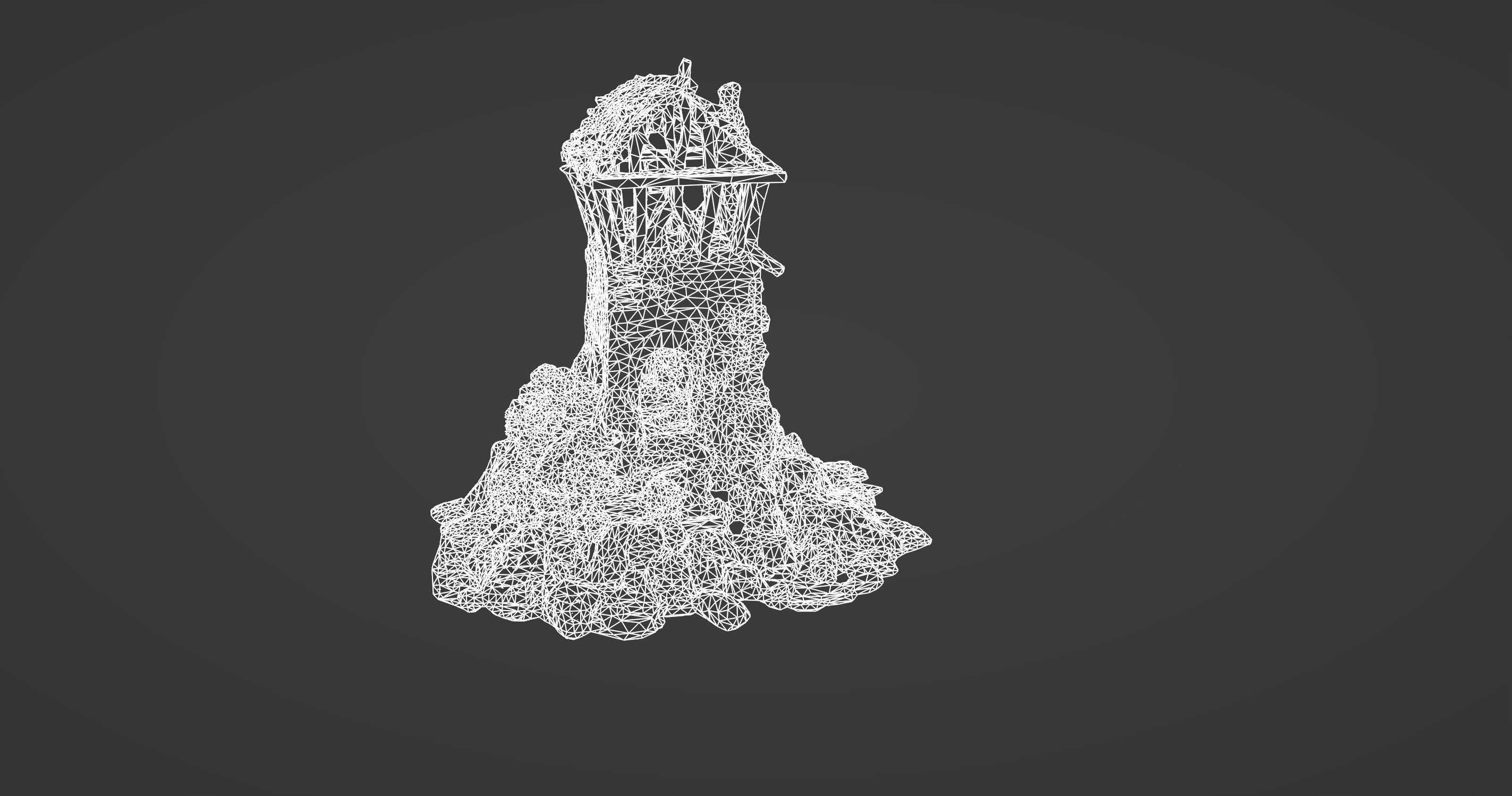 Collapsed Medieval Watchtower Ruin 3D model_10