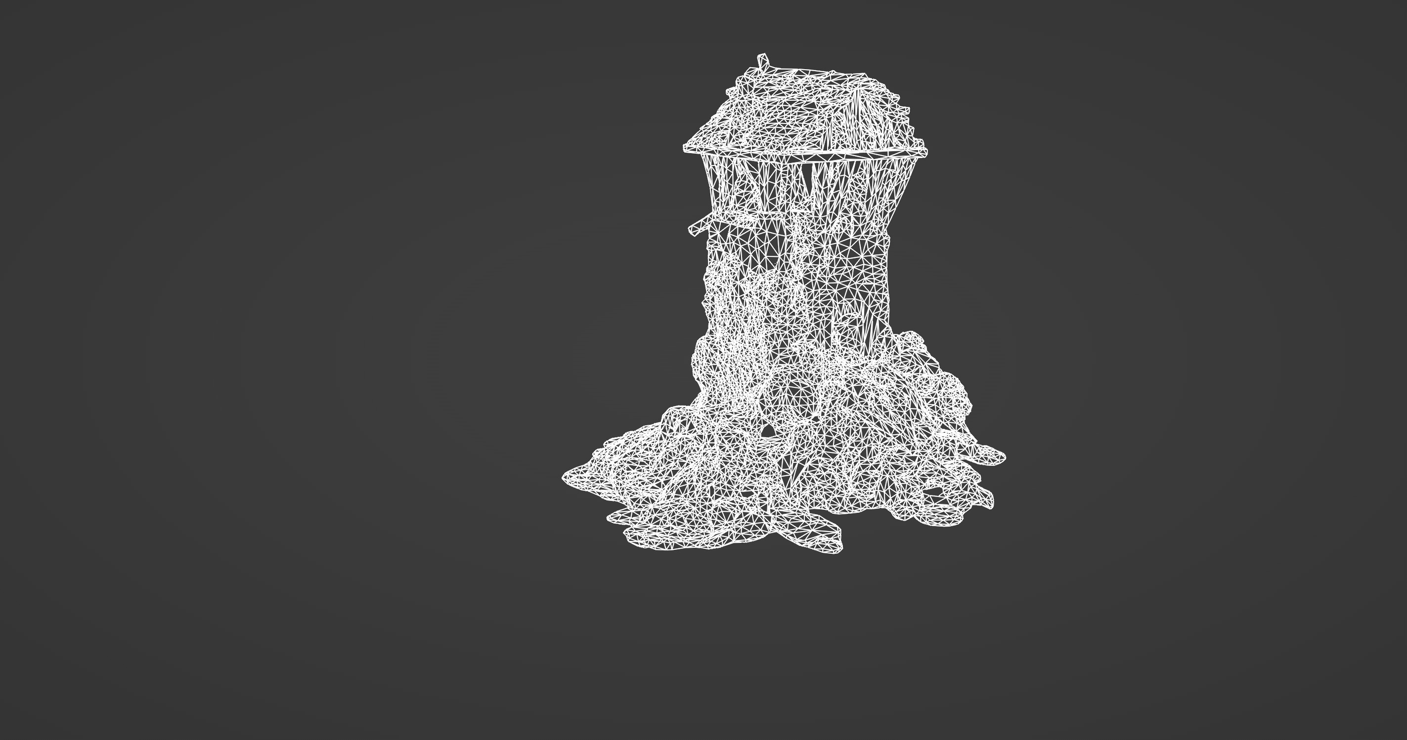 Collapsed Medieval Watchtower Ruin 3D model_2