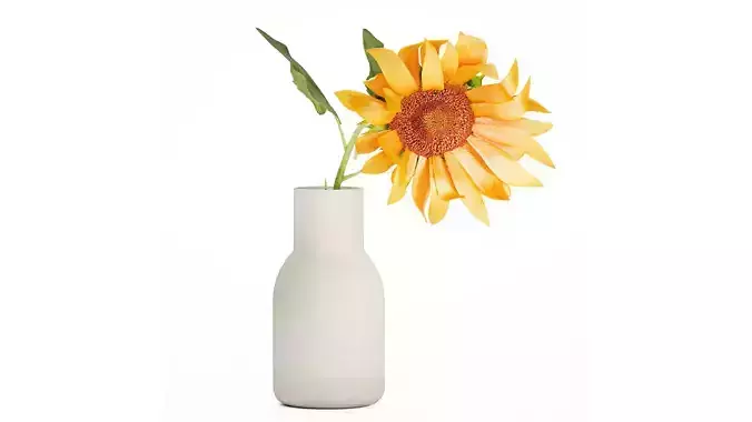 Yellow Flower Bouquet Of Sunflower In Ceramic Vase 537