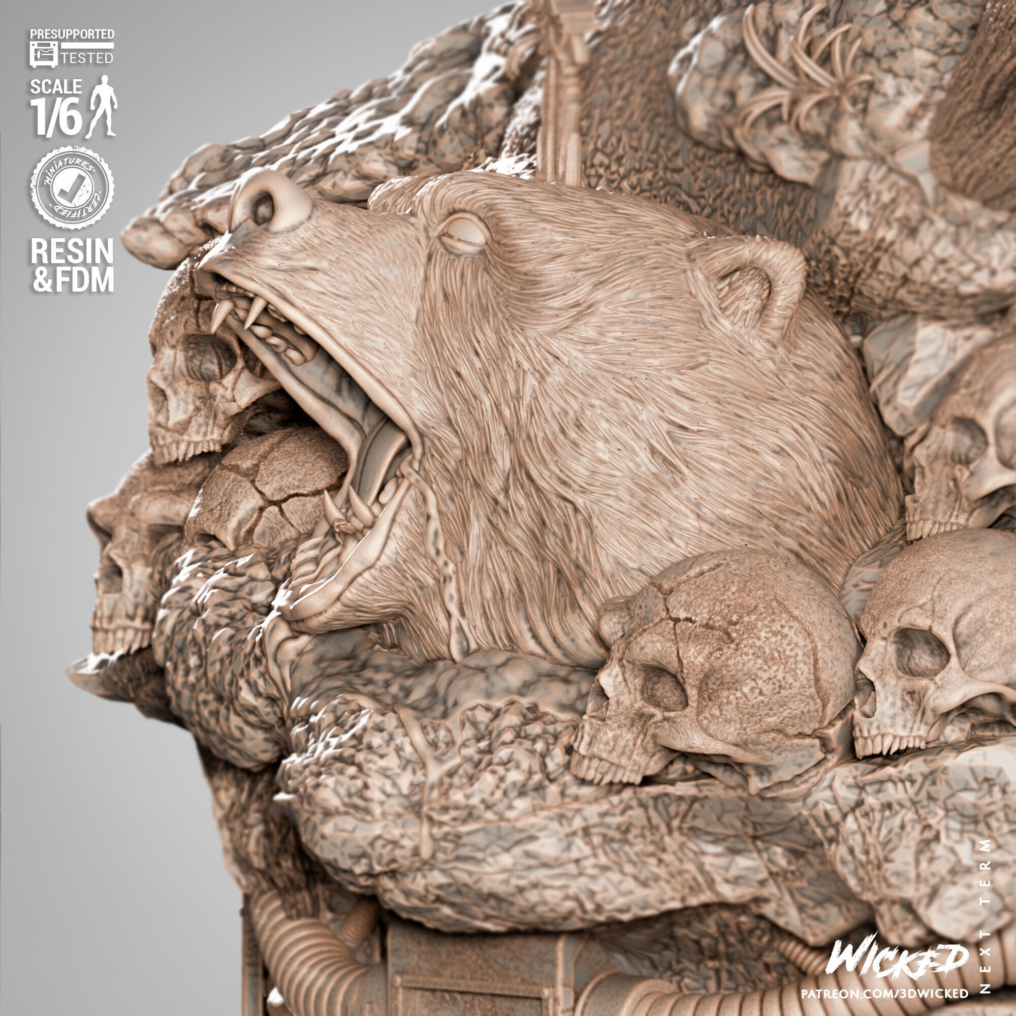 Wicked Marvel Weapon X VS Predator Sculpture 3D print model_30