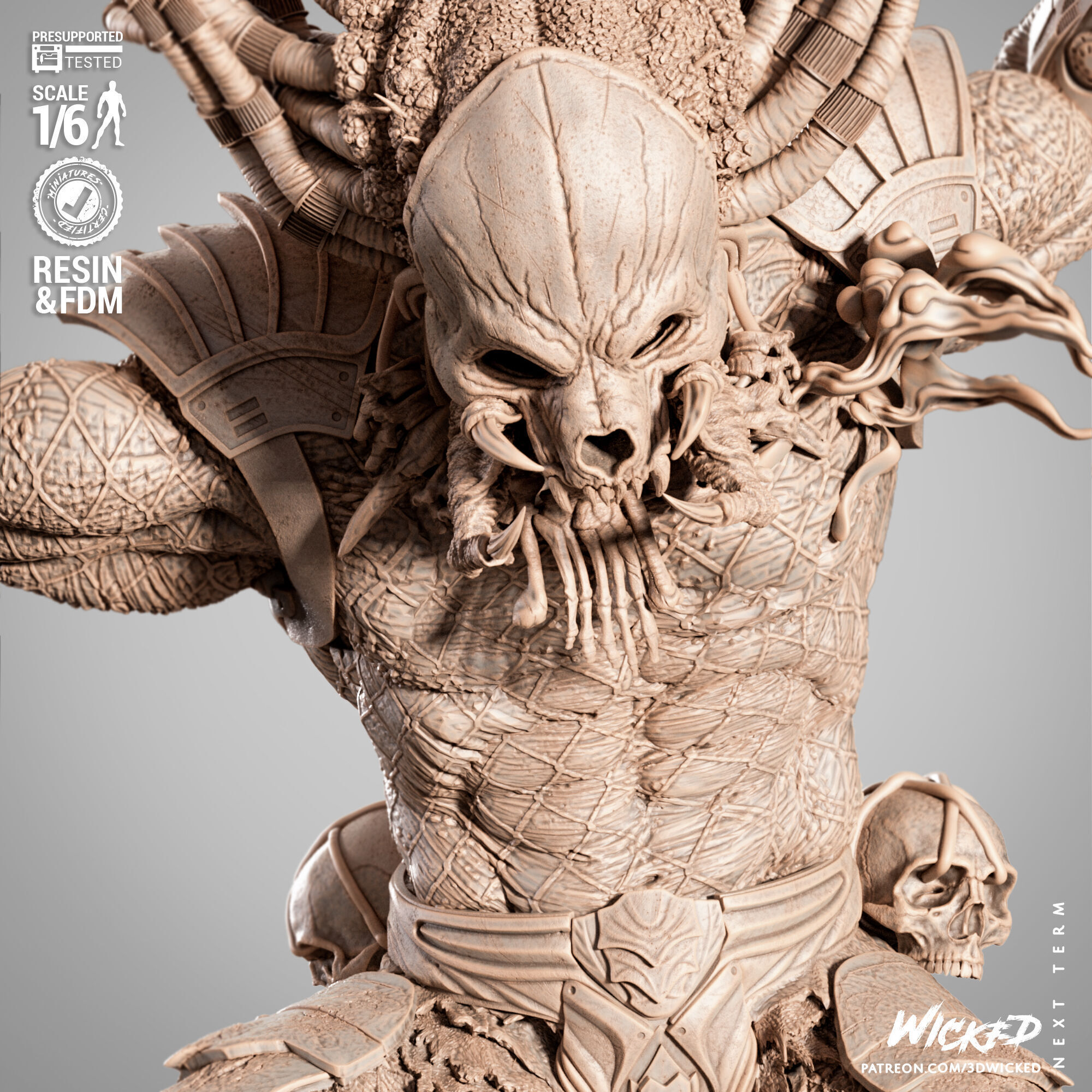 Wicked Marvel Weapon X VS Predator Sculpture 3D print model_47