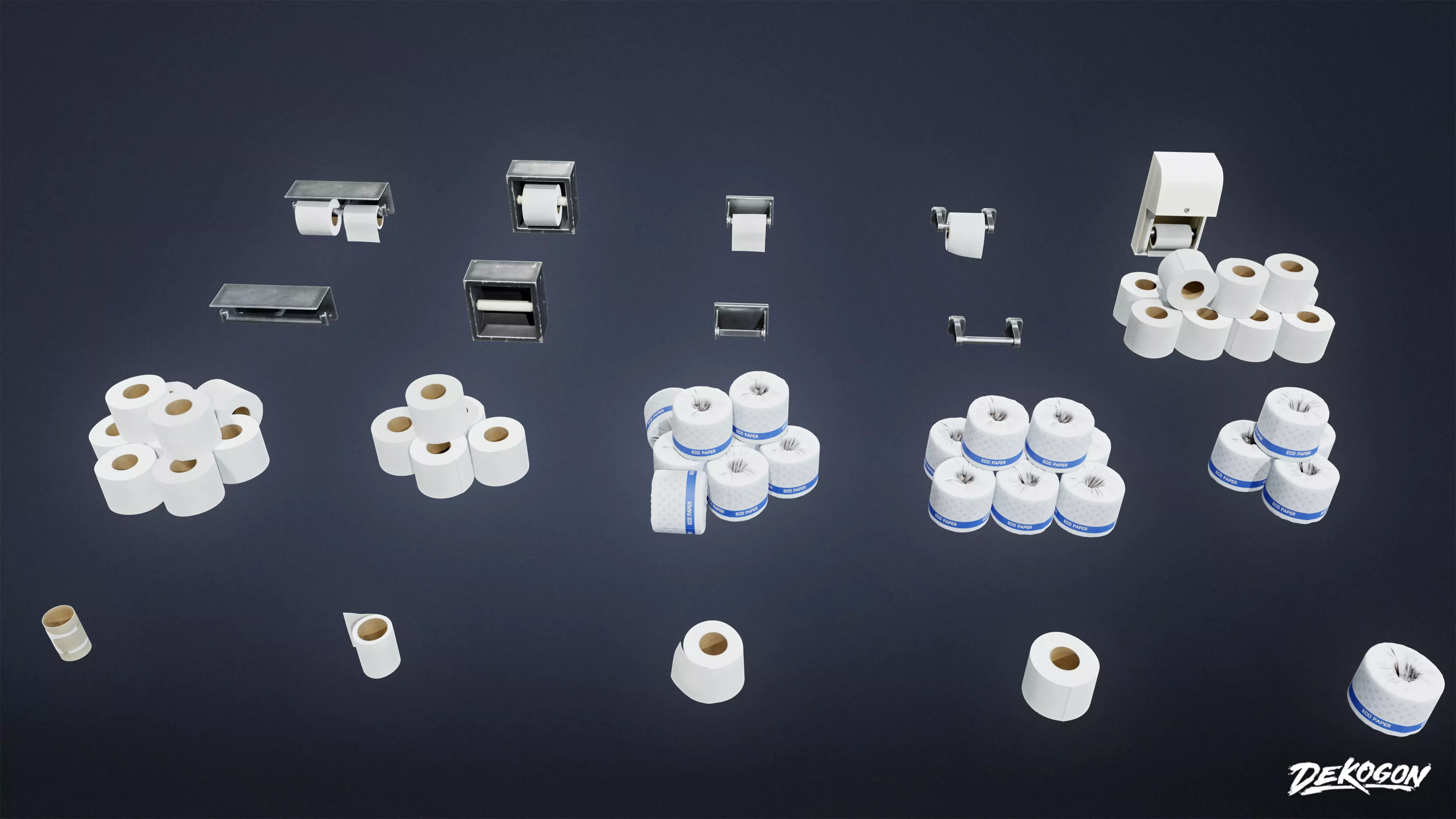 SUBURBS - Toilet Paper Set 01 - LOW POLY AND NANITE Low-poly 3D model_0