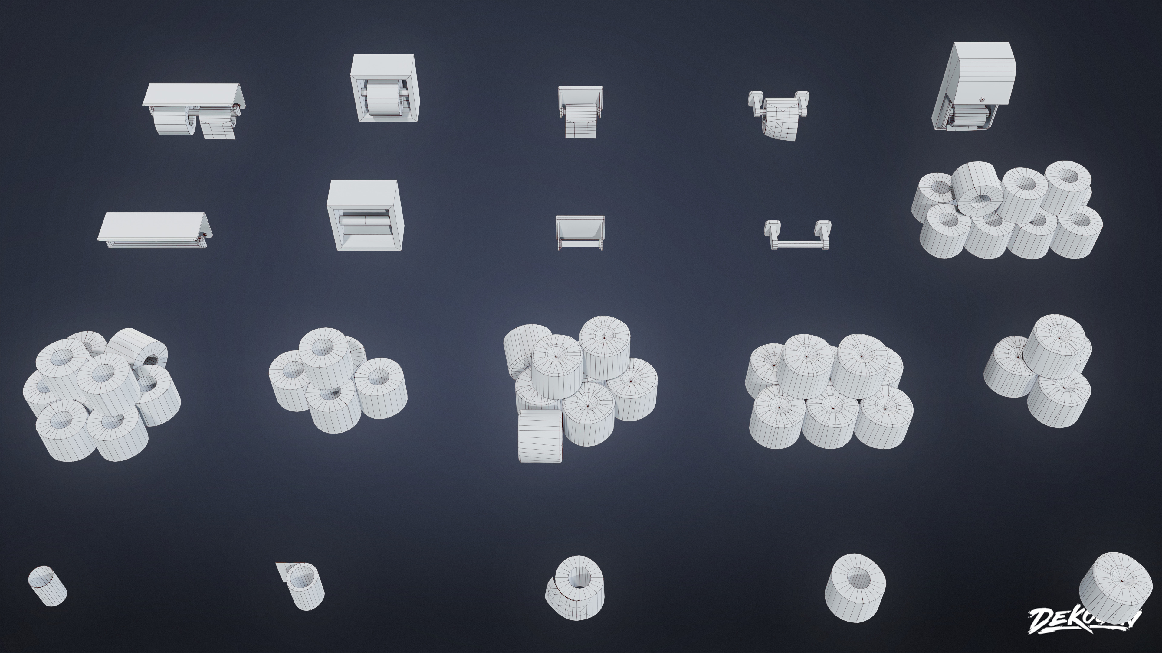 SUBURBS - Toilet Paper Set 01 - LOW POLY AND NANITE Low-poly 3D model_16