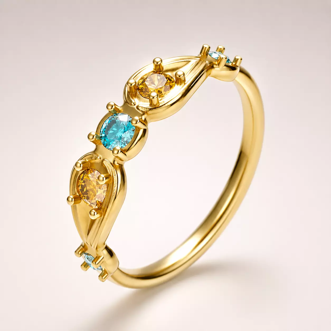 Gold Cascade Multicolor Ring - 3D Free print ready Free 3D print model