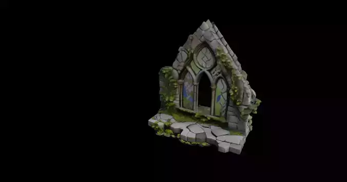 Ruined Gothic Cathedral Window with Ivy