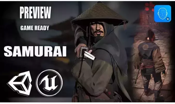 Samurai Warrior Low-poly 3D model