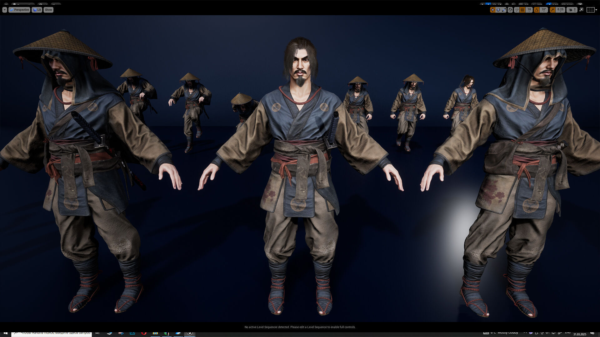 Samurai Warrior Low-poly 3D model_17