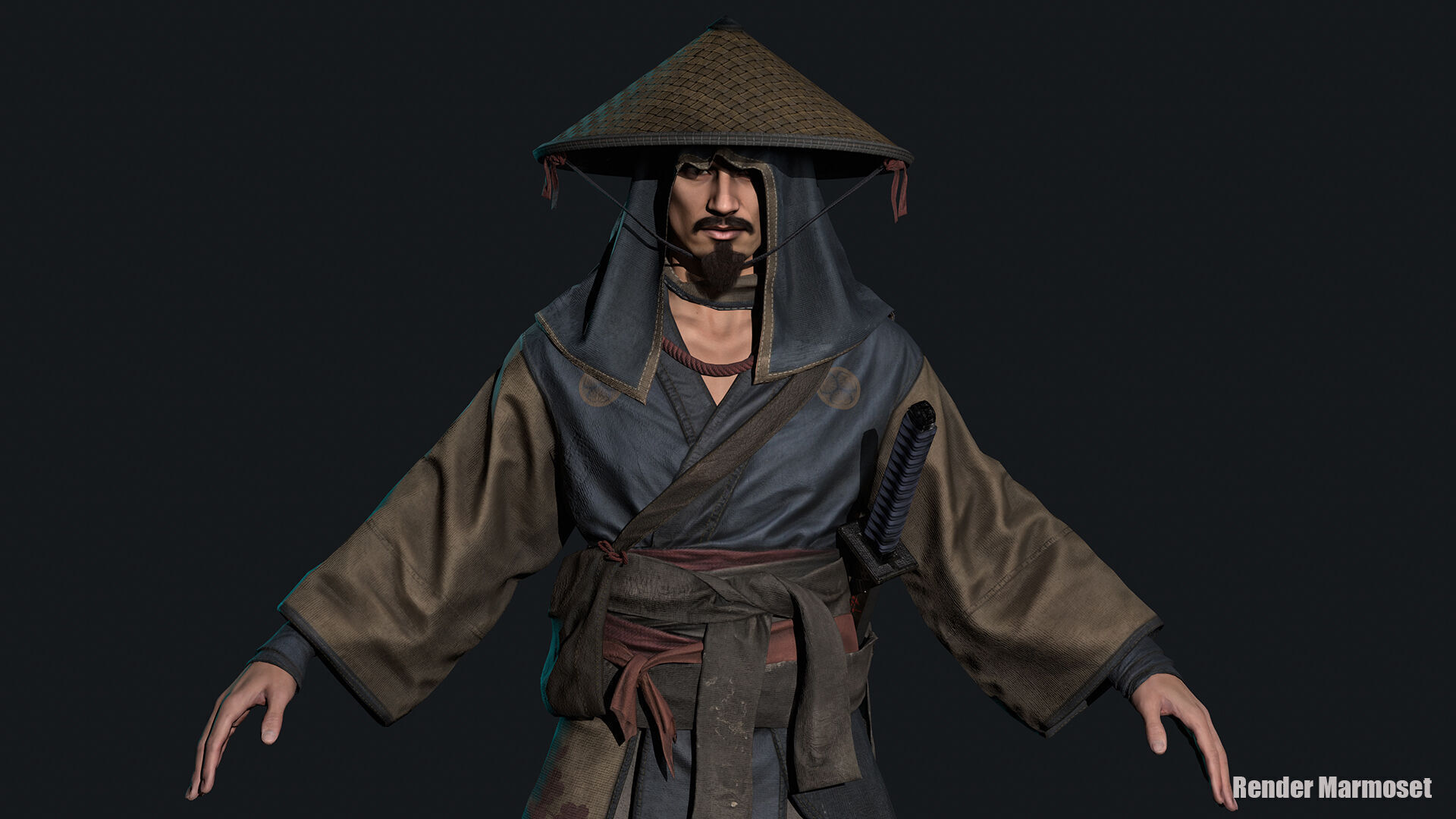 Samurai Warrior Low-poly 3D model_15