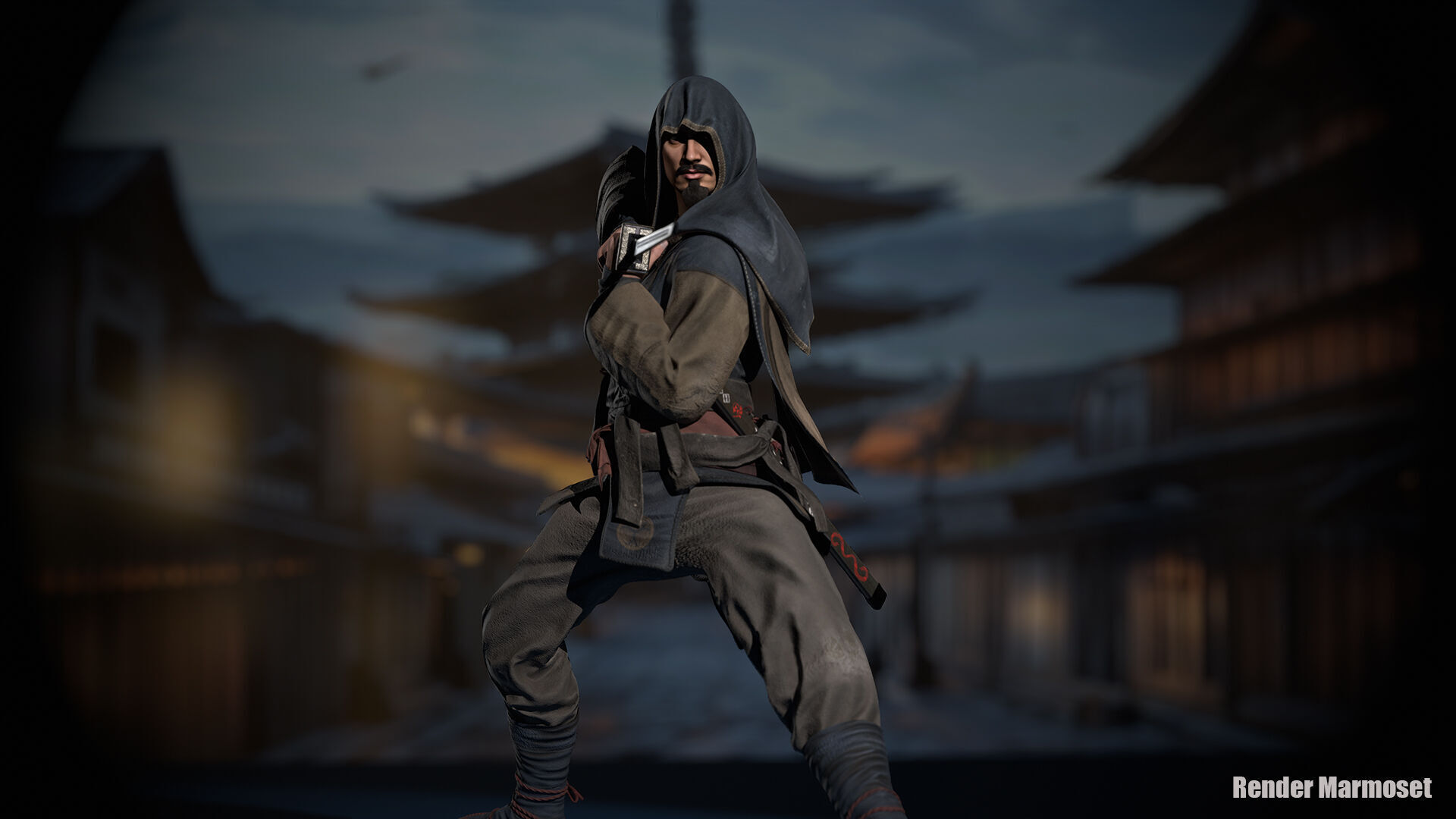 Samurai Warrior Low-poly 3D model_11