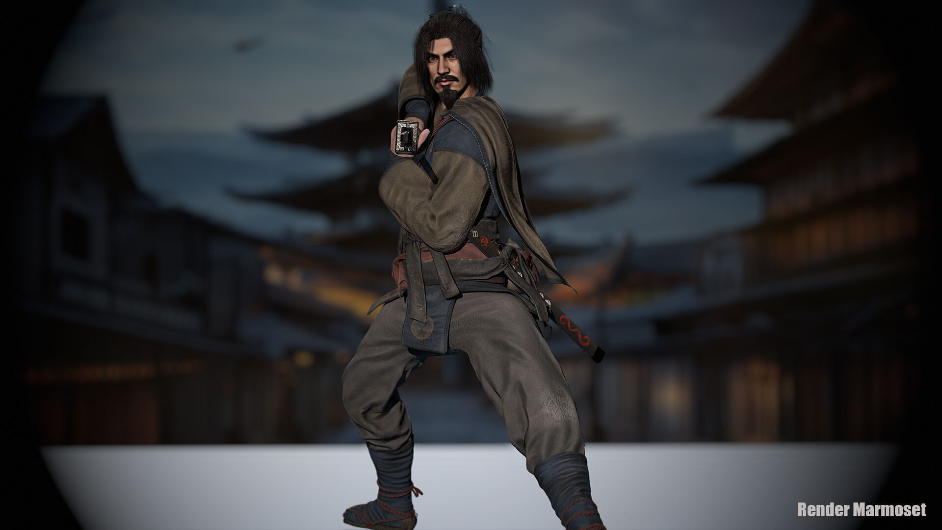 Samurai Warrior Low-poly 3D model_13