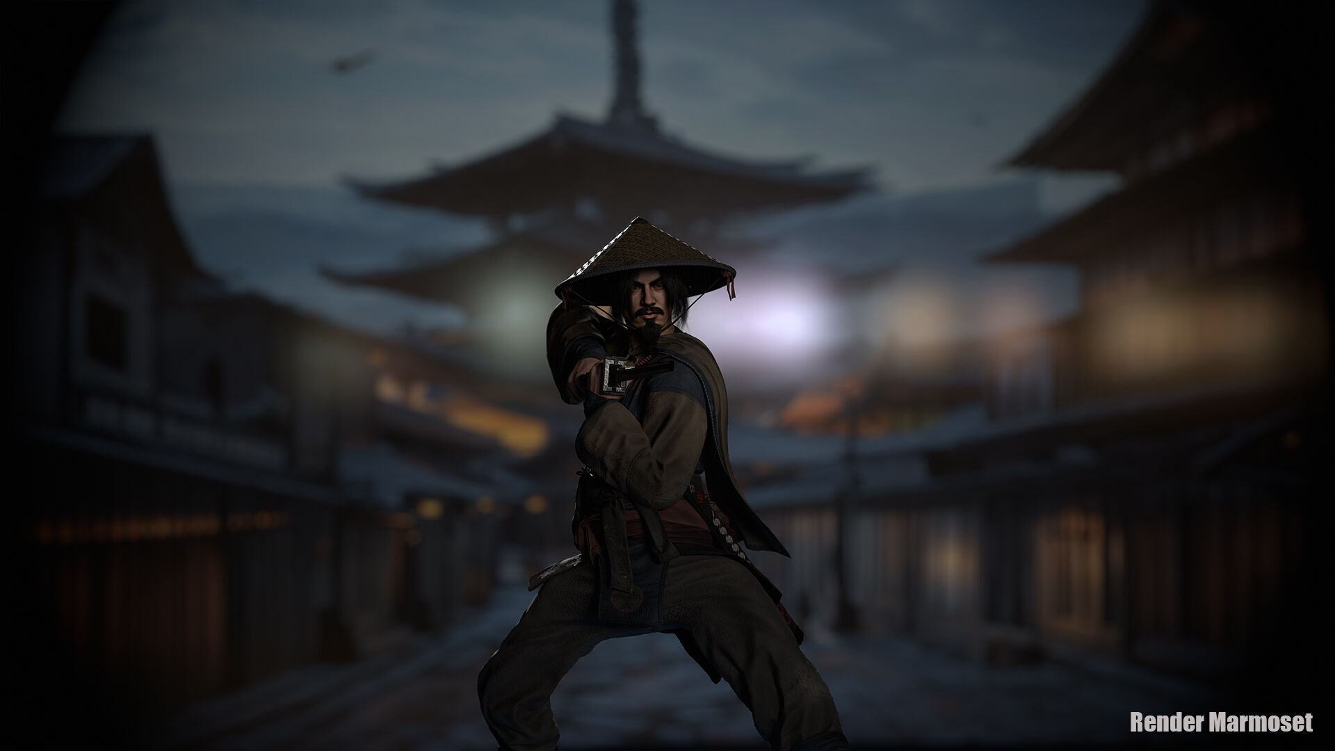 Samurai Warrior Low-poly 3D model_12