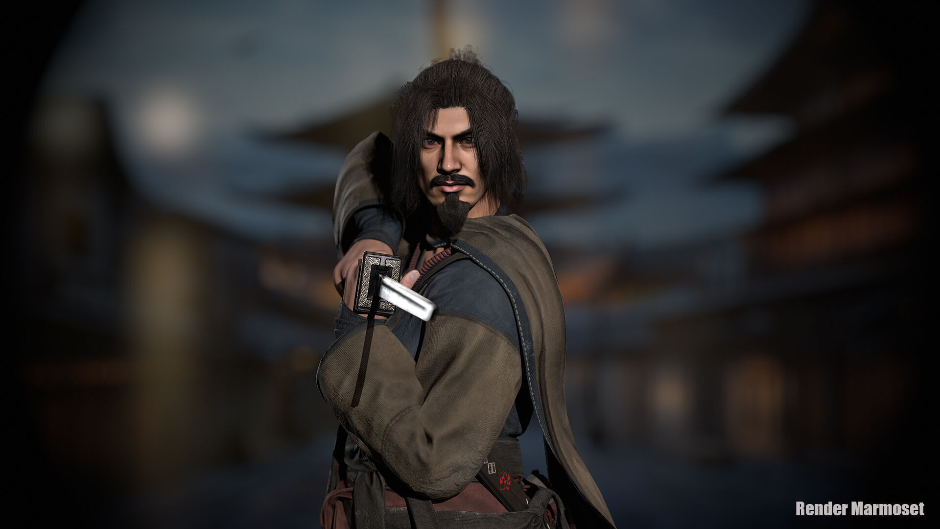 Samurai Warrior Low-poly 3D model_6