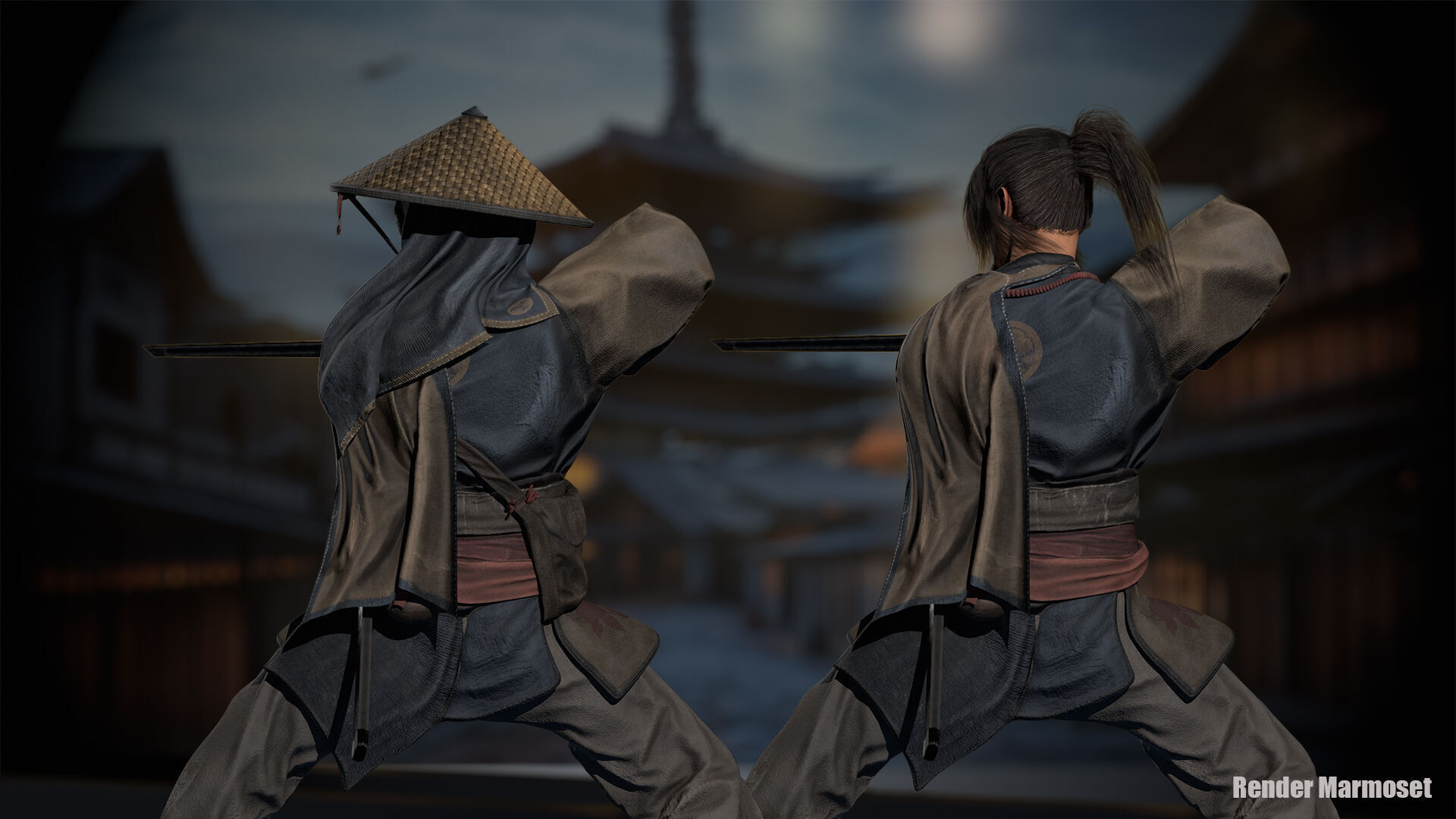Samurai Warrior Low-poly 3D model_8