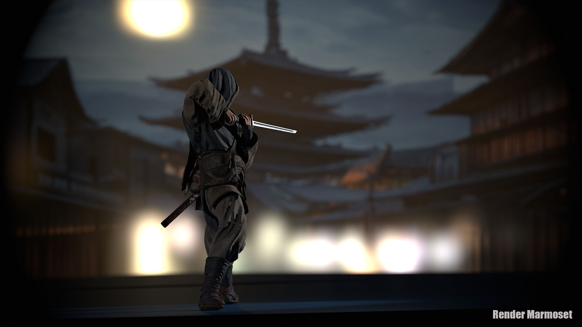 Samurai Warrior Low-poly 3D model_9