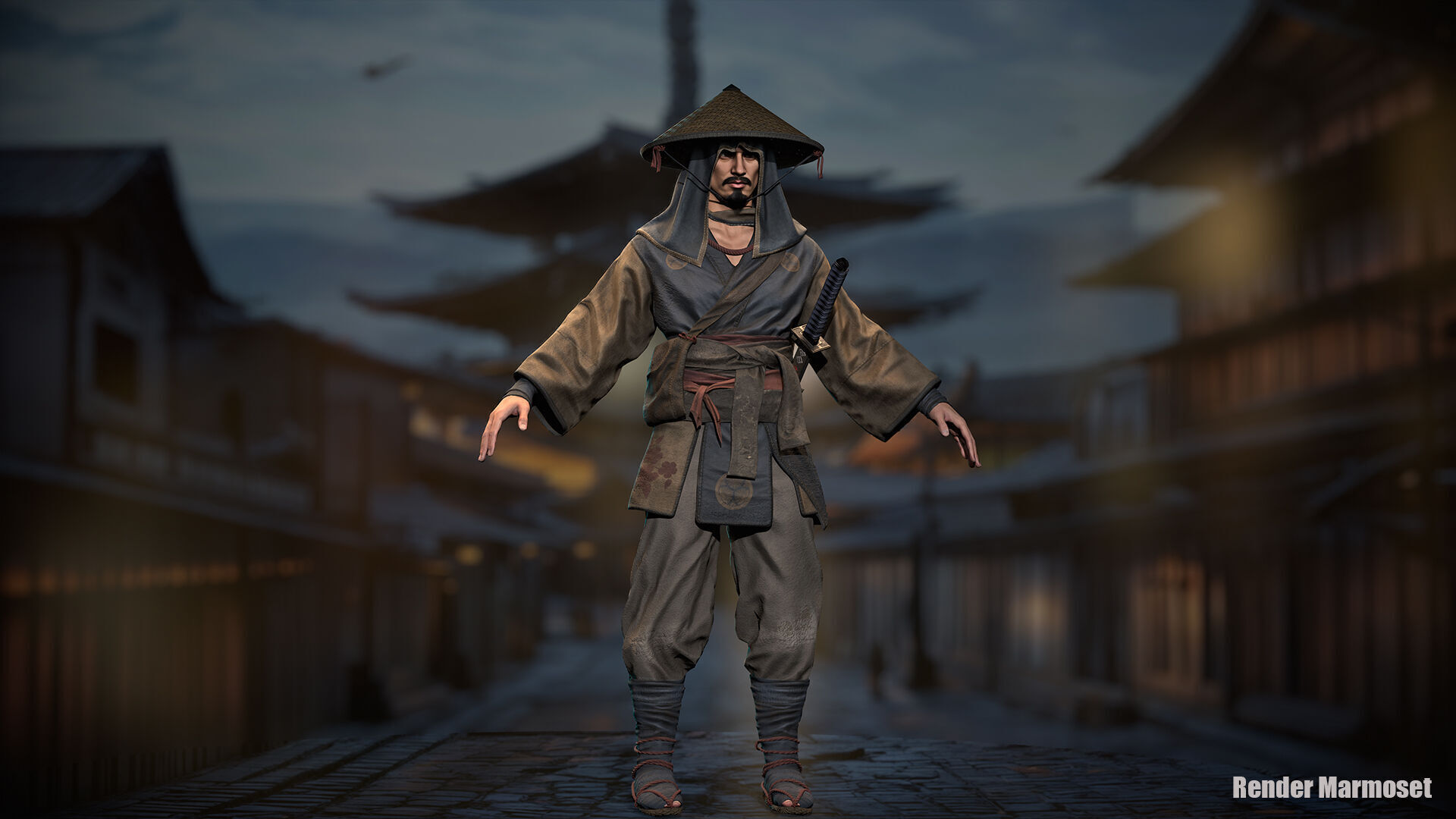 Samurai Warrior Low-poly 3D model_14