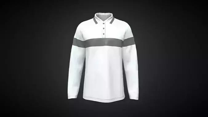 Mens Long Sleeve Polo In Low Poly